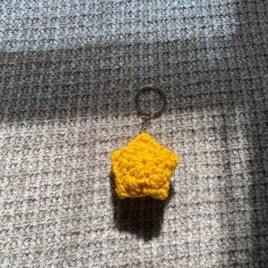Yellow Crochet Star Keychain